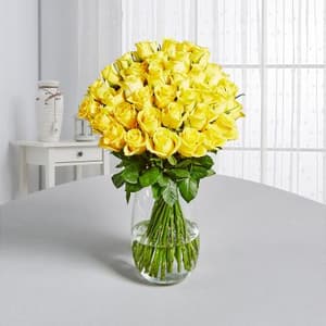 50 Yellow Roses Vase Arrangement